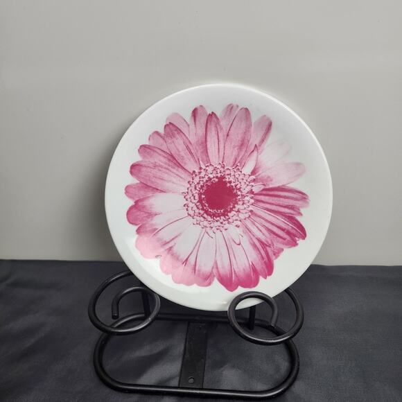Vintage Hand Painted Pink Gerber Daisy Floral Dessert Plate 7" Round - Picture 1 of 4